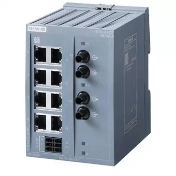 Siemens SCALANCE XB108-2 switch Ethernet industriale unmanaged, 8 RJ45 + 2 fibra multimodale SC, guida DIN