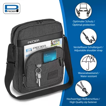 PEDEA borsa a tracolla per tablet URBAN compact 25,8 cm (10,2 pollici), grigio