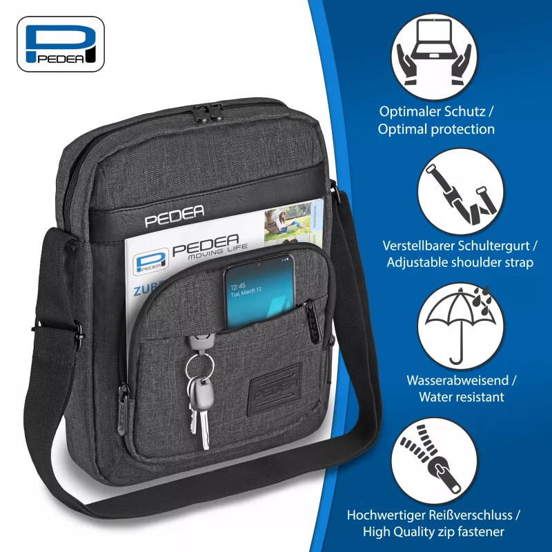 PEDEA borsa a tracolla per tablet URBAN compact 25,8 cm (10,2 pollici), grigio