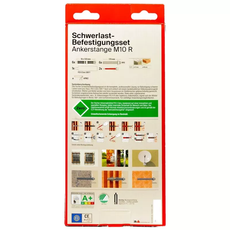 Fischer set di fissaggio heavy-duty FIS V Zero 300 T SBS M10R