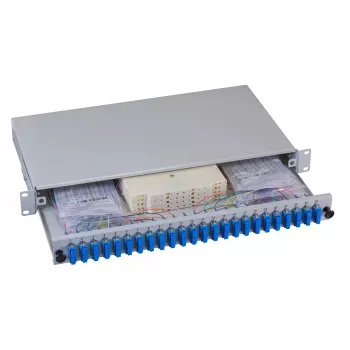 EFB Elektronik Patch panel in fibra ottica - montaggio rack - SC SM X 48 - grigio, RAL 7035 - 1U - 19 pollici