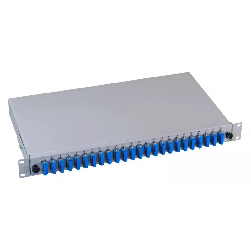 EFB Elektronik Patch panel in fibra ottica - montaggio rack - SC SM X 48 - grigio, RAL 7035 - 1U - 19 pollici