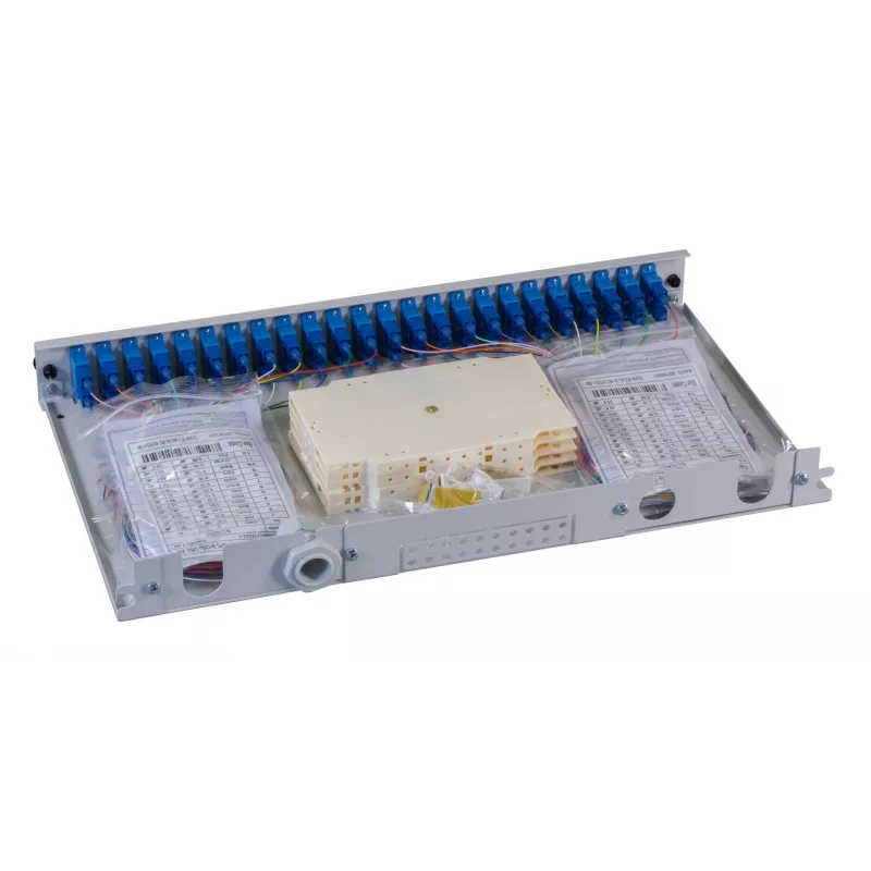 EFB Elektronik Patch panel in fibra ottica - montaggio rack - SC SM X 48 - grigio, RAL 7035 - 1U - 19 pollici