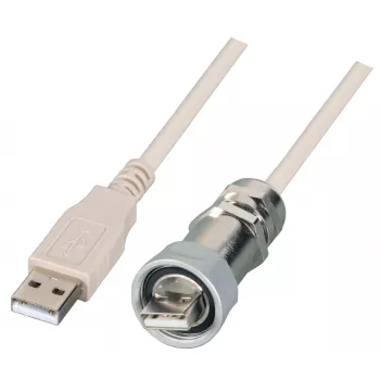 EFB IP67 pressacavo USB 2.0 M20, connettore maschio USB Type-A su connettore maschio USB Type-A, 1,0 m, argento/nero