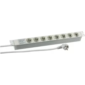 HEINRICH KOPP PROFIversal Unità di distribuzione dell'alimentazione (PDU) - montaggio su rack 19 pollici, 8x prese Schuko CEE 7/3, protezione da sovratensione, cavo 2m, 16A, 250V, argento