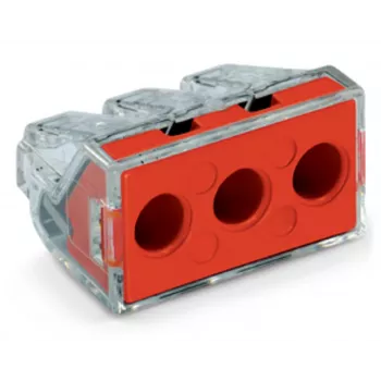 WAGO 773-173 scatola di giunzione, 3 poli, Push-Wire, 41A, 400V, rosso/trasparente