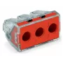 WAGO 773-173 scatola di giunzione, 3 poli, Push-Wire, 41A, 400V, rosso/trasparente