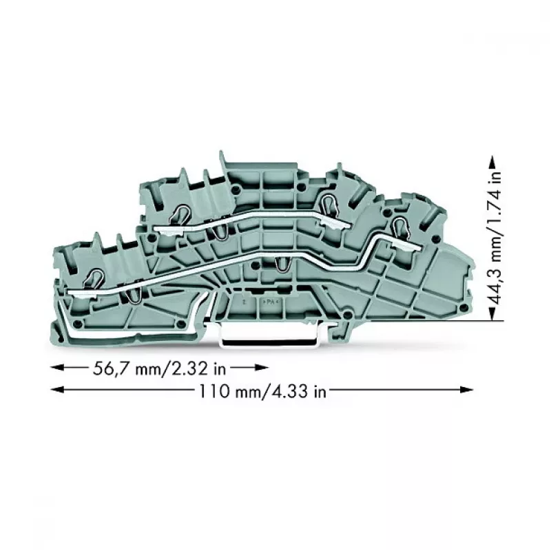 WAGO 2003-6642 morsetto passante, TOPJOB® S, 2 conduttori, 4 mm², grigio, 800 V, 24 A