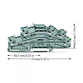 WAGO 2003-6646 morsetto di installazione multilivello, N/L/PE, 2,5 mm², Push-in CAGE CLAMP, grigio