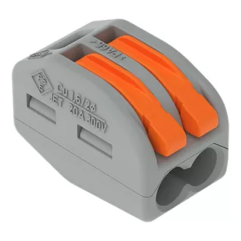 WAGO 222-412 morsetto di giunzione a 2 conduttori, grigio/trasparente, 32A, 400V