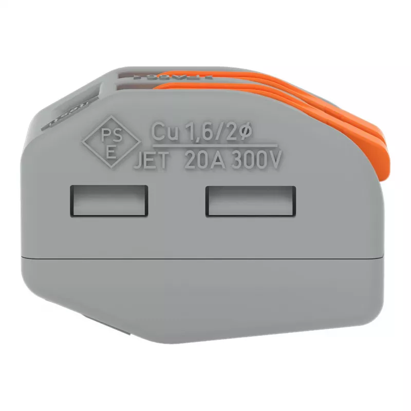 WAGO 222-412 morsetto di giunzione a 2 conduttori, grigio/trasparente, 32A, 400V