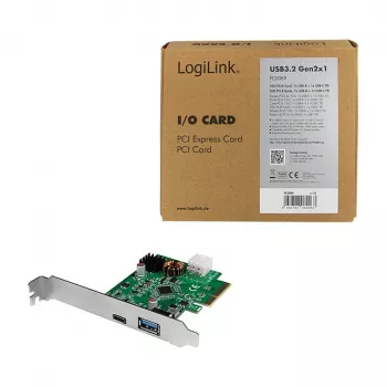LogiLink scheda PCI Express USB 3.2, 5 Gbps, 2 porte USB-A esterne + 3 interne