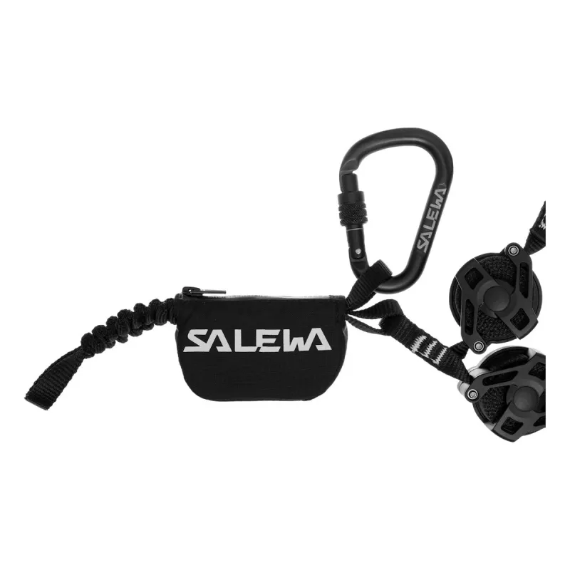 SALEWA Ergo Lanyard zip-black cordino retrattile