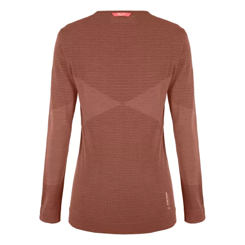 Salewa Zebru Medium Warm AMR L/S Maglia da donna - Etruscan Red, taglia M