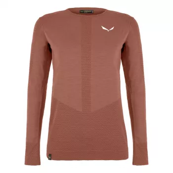 Salewa Zebru Medium Warm AMR L/S Maglia baselayer da donna - Etruscan Red, taglia L
