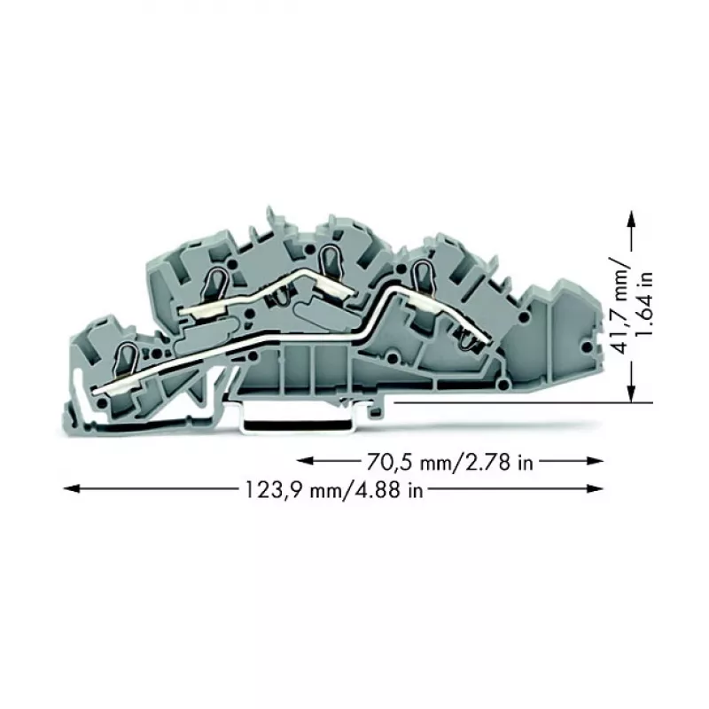 WAGO 2005-7642 morsetto passante, 4 mm², 32 A, 400 V, grigio, CAGE CLAMP