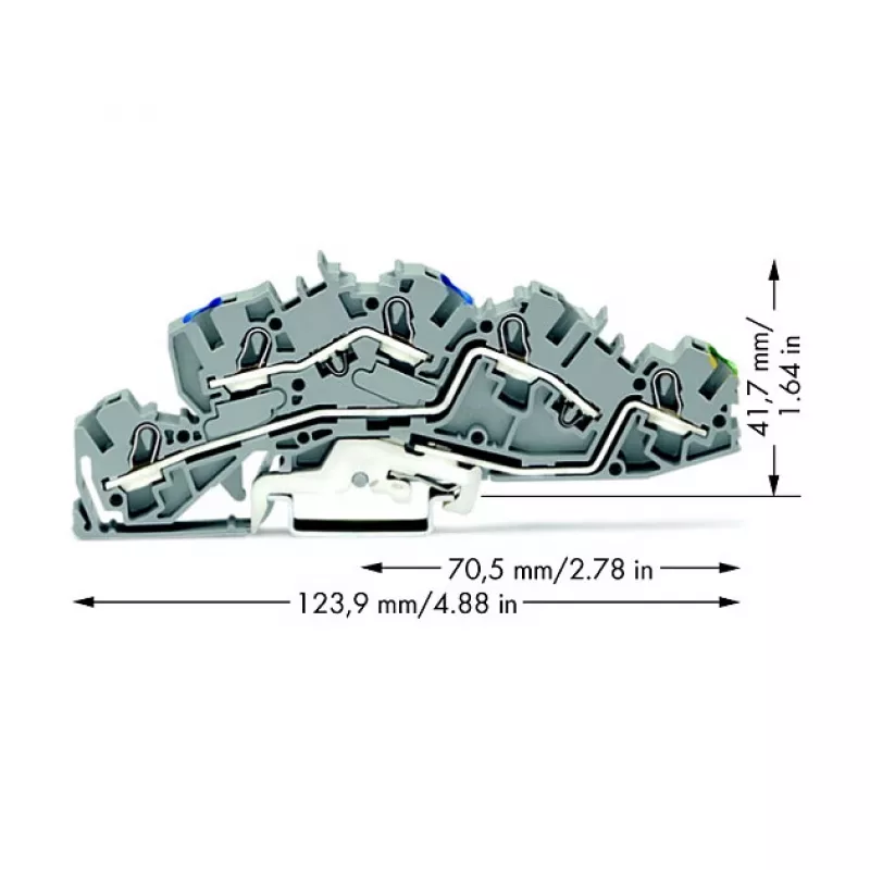 WAGO 2005-7646 morsetto passante, 3 conduttori, 400V, 24A, 2,5mm², grigio