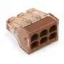WAGO 773-606 morsetto di collegamento a 6 vie, push-wire, 50 pezzi, marrone/trasparente