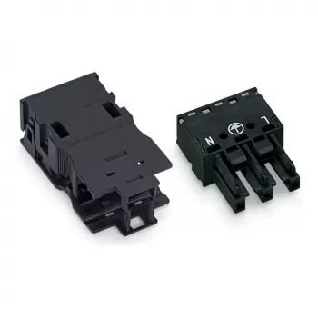 WAGO connettore femmina 770-203/035-000 con custodia per scarico di trazione, nero