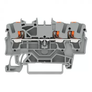 WAGO 2202-1301 - Morsetto passante a 3 conduttori con pulsante, 2,5 mm², grigio