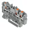 WAGO 2202-1301 - Morsetto passante a 3 conduttori con pulsante, 2,5 mm², grigio