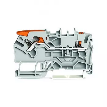 WAGO 2102-5201 morsetto passante a 2 conduttori con leva e pulsante, 2,5 mm², grigio