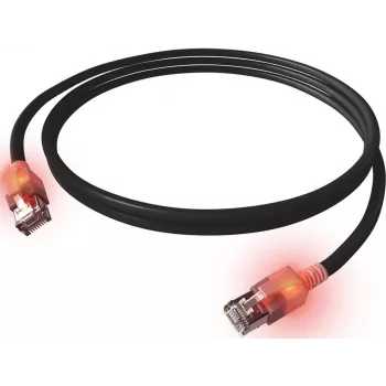 EasyLan DualBoot LED cavo patch RJ45 S/FTP Cat.6A (Class EA) con connettore SaCon LSOH nero 7,5 M