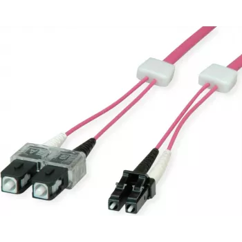 EasyLan FO LED Patch Cord Premium, Duplex - LC Multi-Mode (M) a SC Multi-Mode (M) - 3 m - Fibra ottica - Duplex - 50/125 µm - OM4 - Heather Violet (RAL 4003)