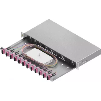 ZVK Easylan cassetto di giunzione fibra ottica Basic 1U 12x SC-Duplex OM4 a scomparsa nero