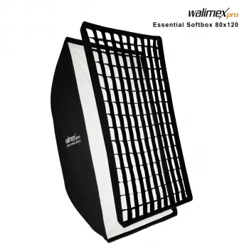 Walimex Pro Softbox Essential 80x120 cm softbox rettangolare con attacco Bowens, interno argentato, diffusori, borsa da trasporto