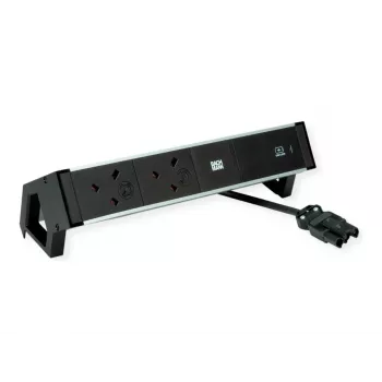 Bachmann Desk 2 ciabatta da scrivania in alluminio - 2 prese UK Type G - cavo 2m - nero