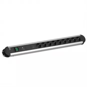 Bachmann PRIMO 9x CEE 7/3 ciabatta con interruttore, cavo 2,0m, nero