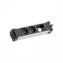 Bachmann 906.0238 STEP ALU Desk modulo alimentazione e dati, 2x prese tipo E, 2x slot Keystone, cavo da 3m, argento/nero