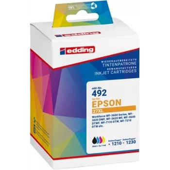 Edding Combo pack di cartucce d'inchiostro compatibili per Epson 27XL (ciano, magenta, giallo) - Alta resa - confezione da 3