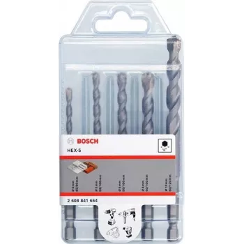 Bosch Accessories HEX-5 2608841654 set punte elicoidali per calcestruzzo 4 mm, 5 mm, 6 mm, 8 mm, 10 mm 5 pz.