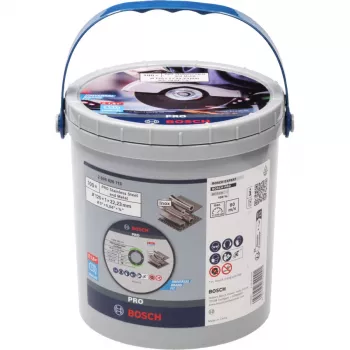 BOSCH POWERTOOLS PRO disco da taglio per acciaio inox e metallo, Ø 125 mm, 100 pezzi in secchio (foro 22,23 mm, WA 60 T BF)
