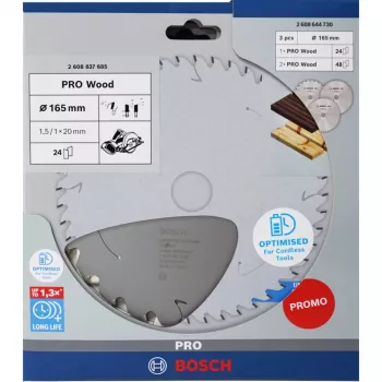 BOSCH POWERTOOLS PRO Wood lama circolare a batteria 165 mm (confezione convenienza da 3)