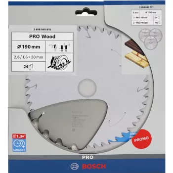 BOSCH Power Tools PRO lama circolare per legno 190 mm (confezione convenienza da 3)