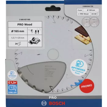 BOSCH POWERTOOLS PRO Wood lama circolare a batteria 165 mm (confezione promozionale da 2)