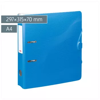 BRUNNEN WAVE raccoglitore con leva e coperchio azzurro plastica 7,0 cm DIN A4