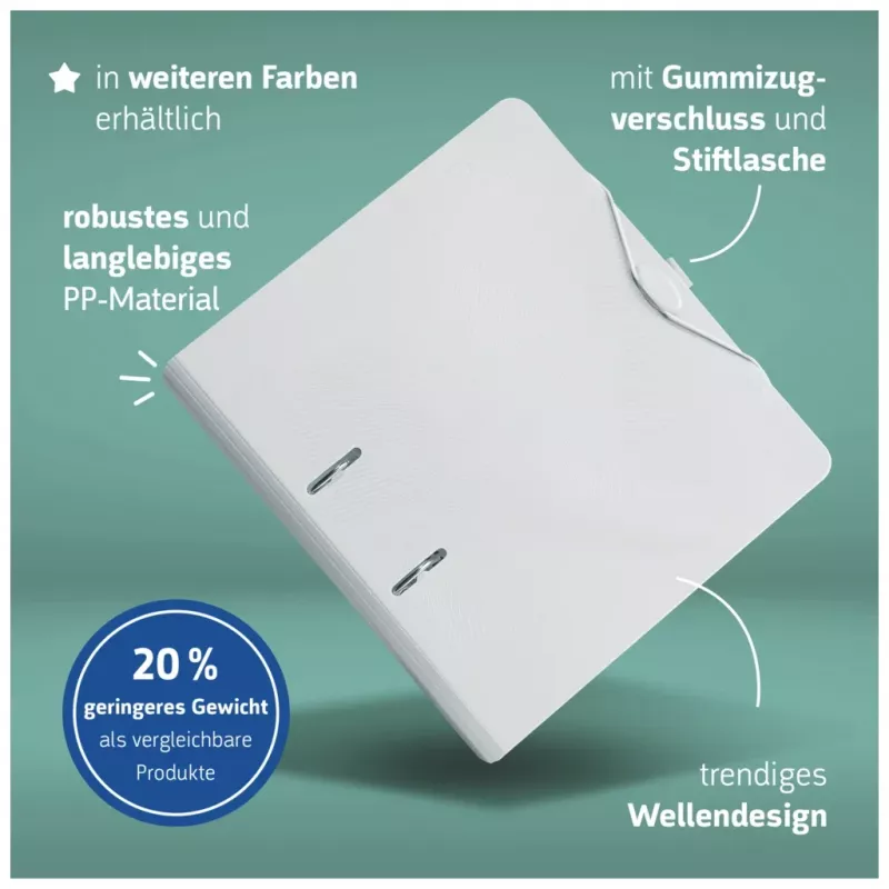 BRUNNEN WAVE raccoglitore con leva bianco plastica 7,0 cm DIN A4