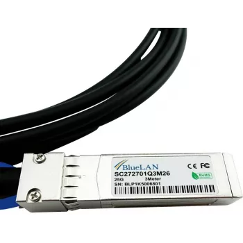 BLUEOPTICS Lenovo AV1X compatibile BlueLAN 25GBASE-CR passivo SFP28 Direct Attach cavo in rame, 3m, AWG26