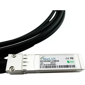 BlueLAN cavo Direct Attach SFP+ a SFP+ passivo 10GBASE-CR compatibile con Mellanox MCP2100-X003A-BL, 3m, AWG30