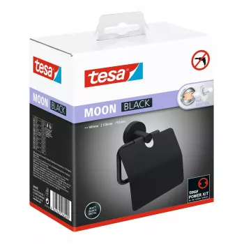 Tesa MOON BLACK portarotolo con coperchio, autoadesivo, nero, 1 pezzo
