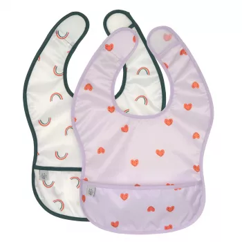 Lassig Set bavaglini impermeabili 6m+ Happy Rascals Heart Lavender