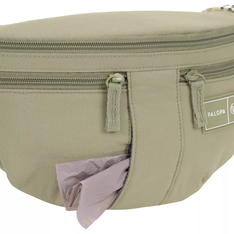 PALOPA Emma borsa con premietti per cani marsupio Crinkled Nylon Pale Olive