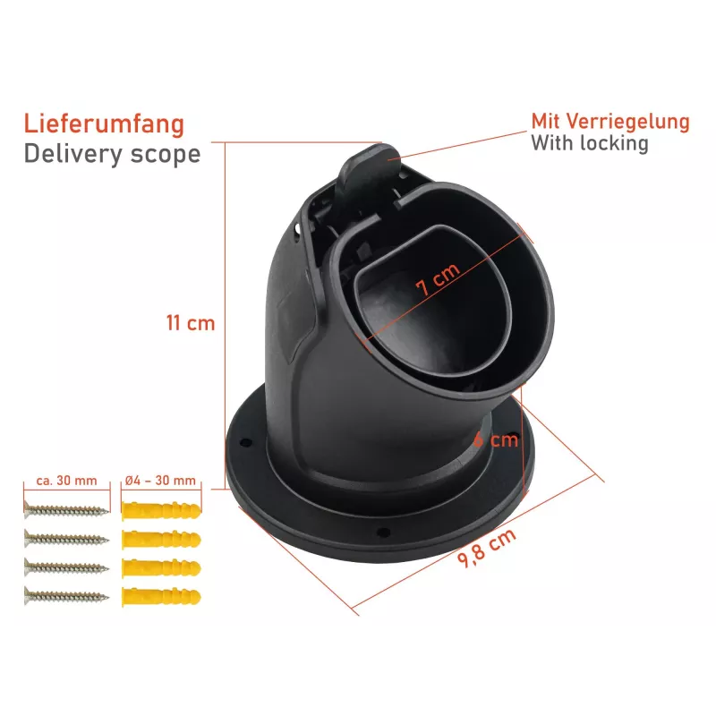 kabelmeister supporto a parete per cavo di ricarica EV Type 2 - nero