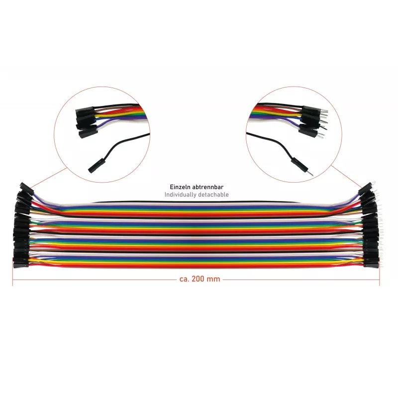 kabelmeister Jumper Wire 40 pin fili separabili per Arduino, Raspberry Pi ecc., maschio-femmina