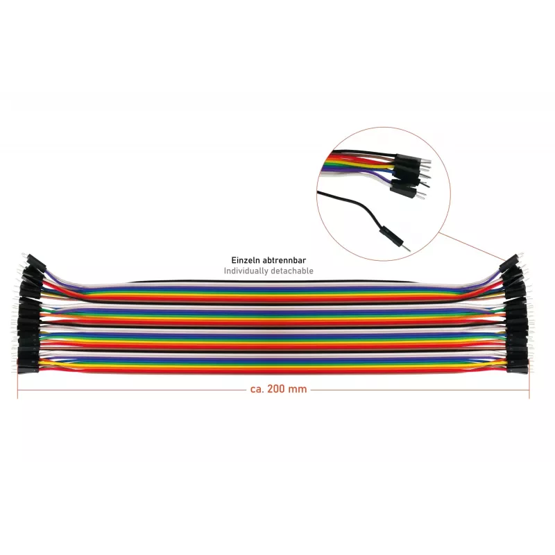 kabelmeister® Jumper Wire 40 pin fili separabili per Arduino, Raspberry Pi ecc., maschio-maschio