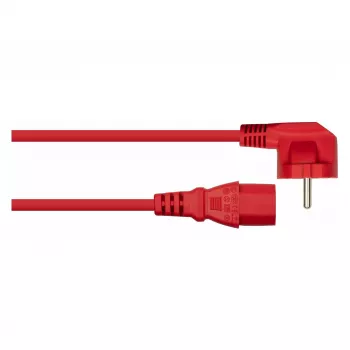 Kabelmeister cavo di alimentazione connettore maschio Schuko Type E+F (piegato 90°) su IEC C13, rosso, 0,75 m
